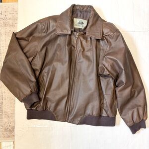 Burk’s Bay Oversized Brown Leather Bomber Jacket